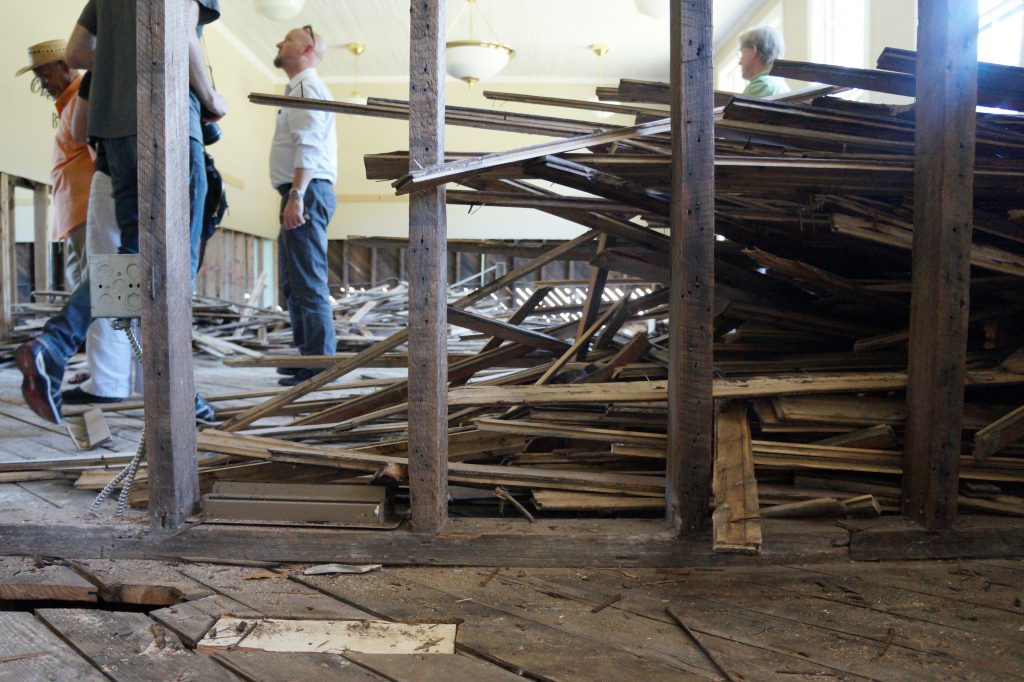 Princeville, N.C., officials give a tour of the damage to the town museum, which was damaged by Hurricane Matthew. Photo by Jessica Southwell.